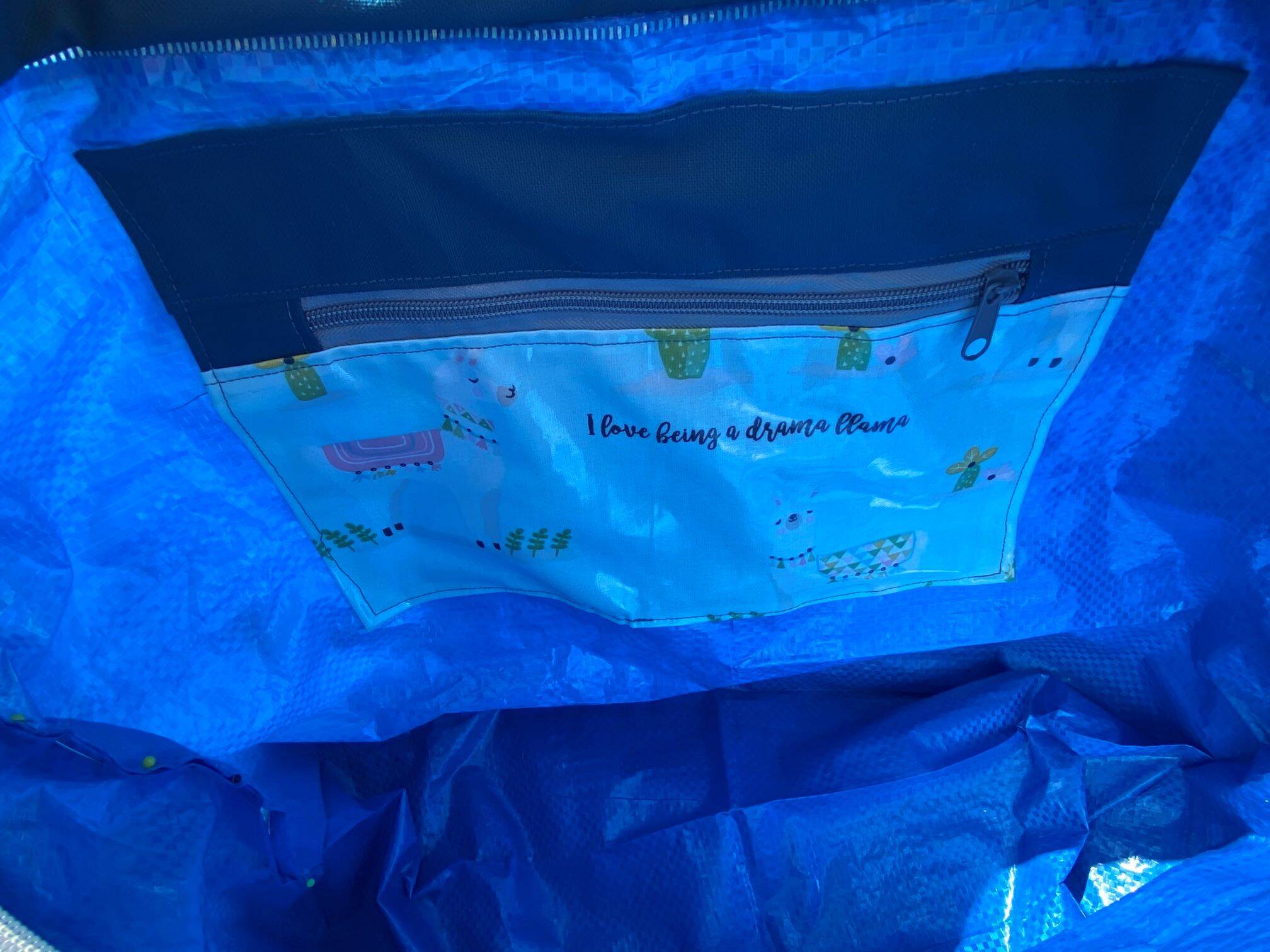 Badetasche Ikea Klein Strandtasche Unikat mit Reissverschluss Wachstuch beschichtete Leine Innenfach
